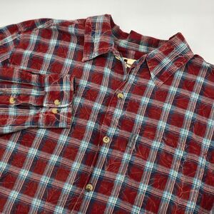 Woolrich Plaid Shirt Men's XL Maroon and Blue Long Sleeve